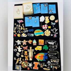 Vintage & Modern Gold & Silver Tone Assorted Multicolor Rhinestone Brooch Lot 65